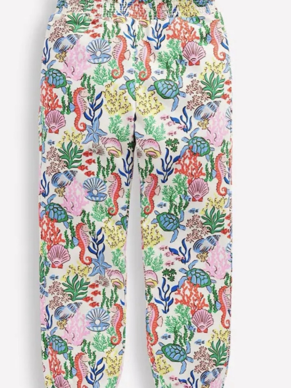 Mini Boden Multi Holiday Cotton Trousers Sea Creatures Print Size 8-9Y Like New